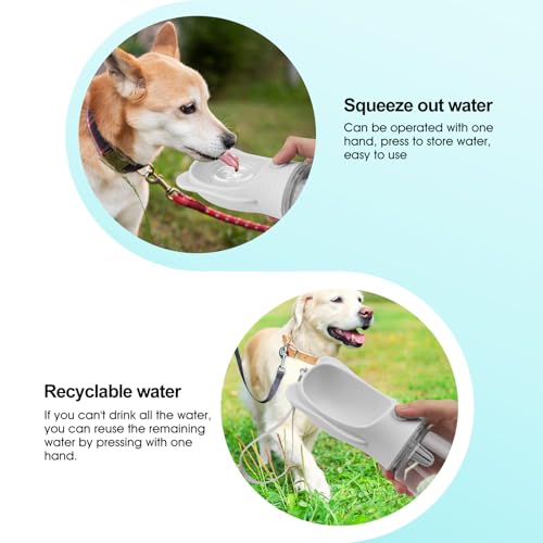 Portable Dogs Water Bottle with Food Storage Container, Leakproof Drinking Water Dispenser Feeder for Outdoor Dog Stuff Ac...