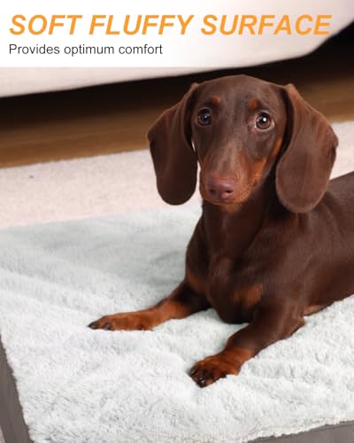 KSIIA Orthopedic Dog Crate Bed Waterproof Dog beds for Small Dogs Deluxe Plush Washable Pet Mat with Egg Crate Foam & Remo...