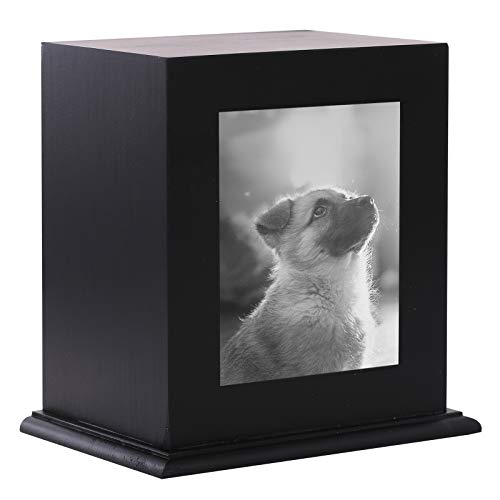 Pet Wood Memorial Urn for Ashes,Photo Frame Keepsake Box for Cats Dogs,Funerary Caskets Supplies Burly Wood Cremation Urns...