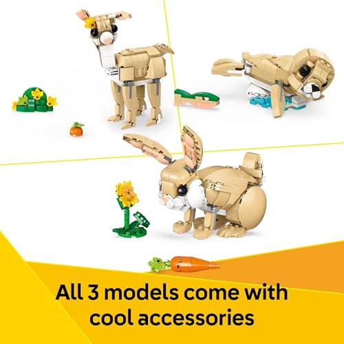 LEGO Creator 3 in 1 Cute Bunny Toy - Building Toy Set with 3 Build Options, Bunny, Seal, or Llama - Animal Figures for Kid...