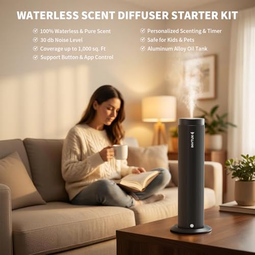 Waterless Essential Oil Diffuser Corded Diffuser with Hotel Collection Diffuser Oil, Scent Diffuser Starter Kit Cold Air D...