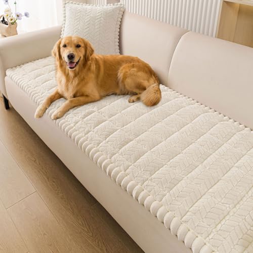 Smiry Non Slip Couch Covers for Dogs, Fuzzy Pet Couch Covers for 2-3 Cushion Sofa Pet Friendly, Soft Sofa Slipcovers Cushi...