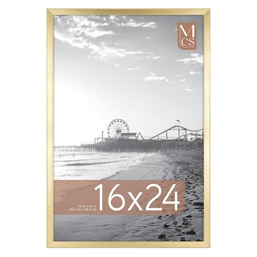 MCS Foundation 16x24 Poster Frame Traditional Brass, Vertical & Horizontal Wall Hanging Large Picture Frame for Photos, Po...