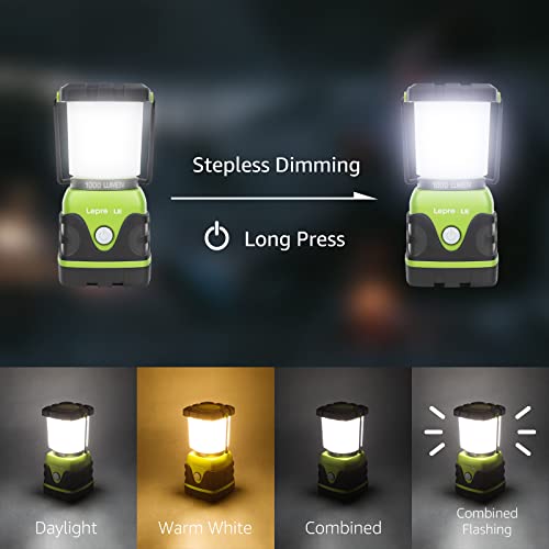 LE 1000LM Battery Powered LED Camping Lantern, Waterproof Tent Light with 4 Light Modes, Camping Essentials, Portable Lant...