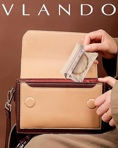 Vlando 6 Pcs Travel Jewelry Organizer Velvet Jewelry Pouch with Zipper Clear Travel Jewelry Bag for Travel Business Trip J...