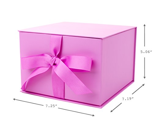 Hallmark Medium Gift Box with Lid and Shredded Paper Fill (Light Pink 7 inch Box) for Anniversaries, Bridal Showers, Bache...