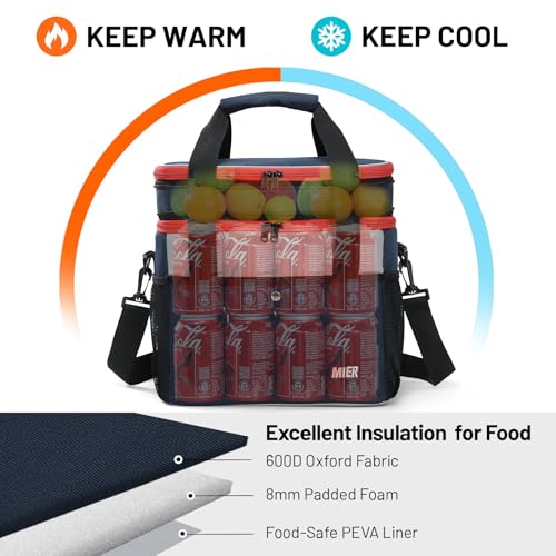 MIER Expandable 24L Lunch Bag Double Layer Insulated Cooler Tote Soft Cooler Bags 30Can Mens Adults Lagre Leakproof Lunch ...