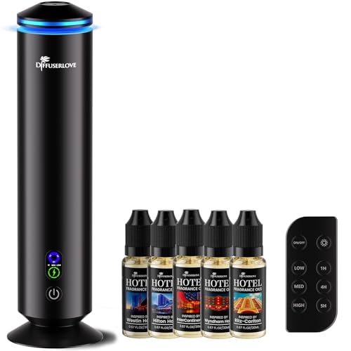 Diffuserlove Full Metal Body Waterless Scent Diffuser with 5 Hotel Scent Oils Hotel Diffuser Waterless Aromatherapy Essent...