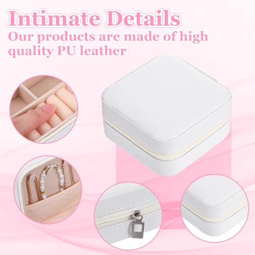 Meyeyaia 12pcs Mini Travel Jewelry Case,White Bridesmaids Proposal Small Jewelry Box Mini Jewelry Organizer,Small PU Leath...
