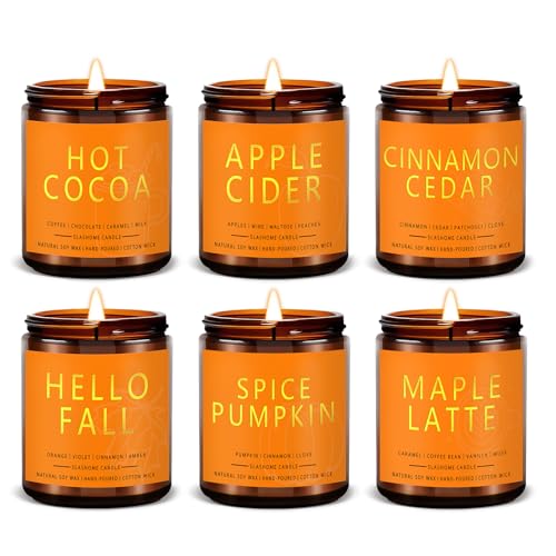 Fall & Christmas Candles, Soy Candles Set - 7Oz * 6 Pack, Holiday/Birthday/Christmas Gifts for Women & Men, Autumn Scents ...