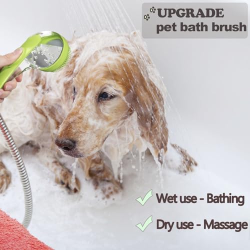 Aoche Pet Bath Brush, 2 Pack Dog Bath Brush 2 in 1 Cat Shampoo Brush with Soap Dispenser Scrubber Pet Gromming Supplies fo...