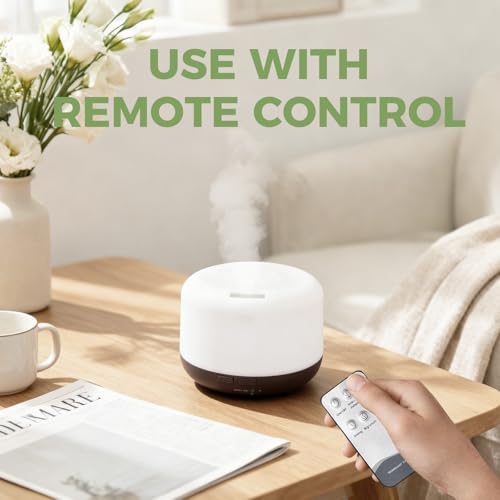 500ml Essential Oils Diffuser for Home,3 Aromatherapy Oils Set Diffuser with Remote Control,Small Air Humidifier for Home ...