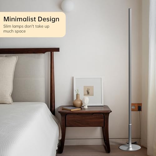 Marlrin Minimalist Corner Floor Lamp 2700K-6500K Dimmable with Remote Control 57.8" Height Metal Slim Ambient Standing LED...