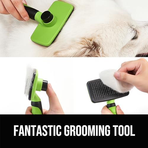 OEFEO Self Cleaning Slicker Brush for Dogs& Cats, Skin Friendly Grooming Brush for Shedding Long&Short Haired Dogs& Cats, ...