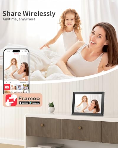 Frameo Digital Picture Frame, 10.1 Inch Smart WiFi Photo Frame with 1280x800 HD IPS Touch Screen, Auto-Rotate, Wall Mounta...