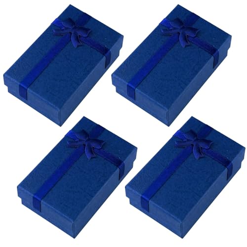 4PCS Royal Blue Bow Gift Wrap Box with Decorative Bow for Jewelry Storage and Presentation
