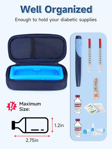 YOUSHARES Insulin Vials Cooler Travel Case - TSA Approved Diabetic Medication Vial Cooling Bag with Protective Ice Brick, ...