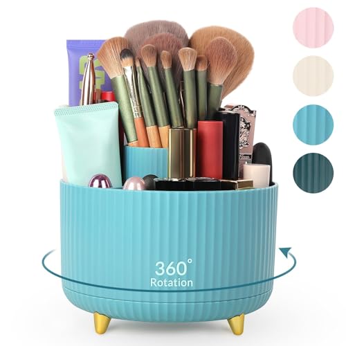 SKYDUE Makeup Organizer, Rotating Pencil Pen Holder for Desk, Dual-Purpose Desktop Organizer for Cosmetics & Pens, Makeup ...