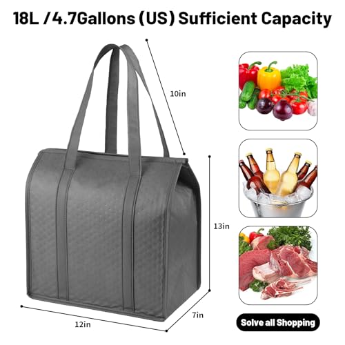 YZiCHENQQ Insulated Grocery Bags with Zippered top Frozen Food Shopping Groceries Travel Insulated Tote Cooler Thermal Bags