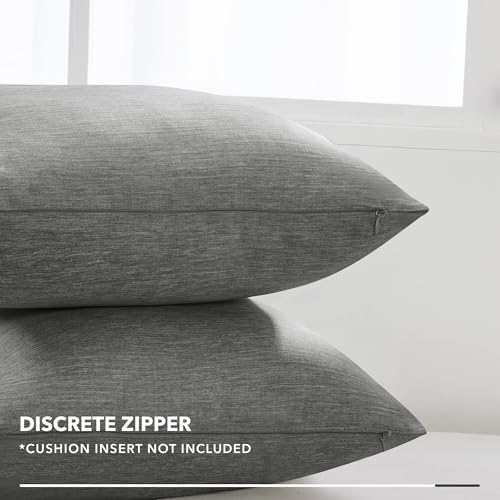 Deconovo Soft Cushion Covers Pillow Covers Faux Linen Pillow Covers with Invisible Zipper for Sofa 18x18 Inch Grey 4 Pcs C...