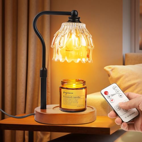 Candle Warmer Lamp with Timer and Wireless Remote Control, Dimmable Candle Warmer for Jar Candles, Height Adjustable Wax M...