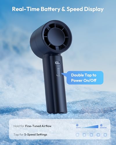 Gaiatop Small Handheld Fan Portable, Powerful High Speed Turbo Cooling, 4000mAh USB Rechargeable Battery Operated Mini Per...