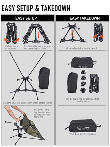 WildCall Lightweight Folding Camping Chair Compact Beach Chair with Anti-Sinking Large Feet