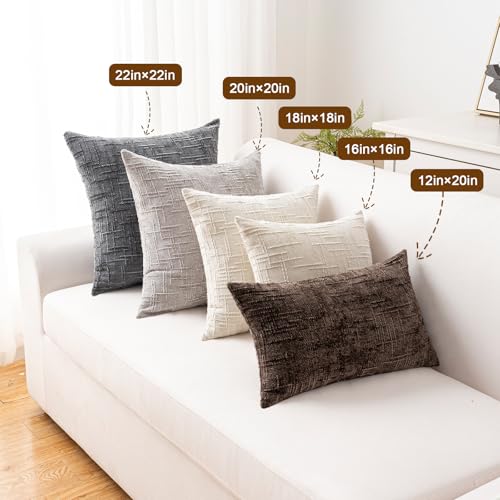 ZSkogur Decorative Throw Pillow Covers 18x18 Inch Set of 2, Soft Solid Farmhouse Chenille Couch Pillows, Spring Pillow Cov...