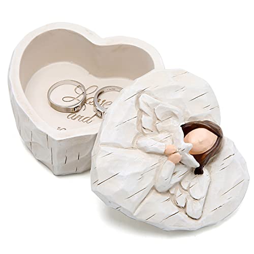 Hodao Angle Figurines Keepsake Box Decorations For Home Living Room Table Sculpted Hand-Painted Memorial Keepsake Box Love...