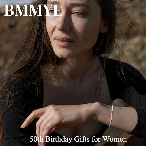 BMMYE 30th 40th 50th 60th 70th Birthday Gifts for Women, 925 Sterling Silver Bracelet for Women with Cards Adjustable 4mm ...