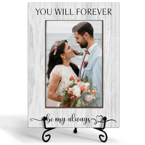 Zgogy Wedding Gifts Wooden Picture Frames 4x6 - You Will Forever Be My Always, Engagement Photo Frame With Stand for Engag...