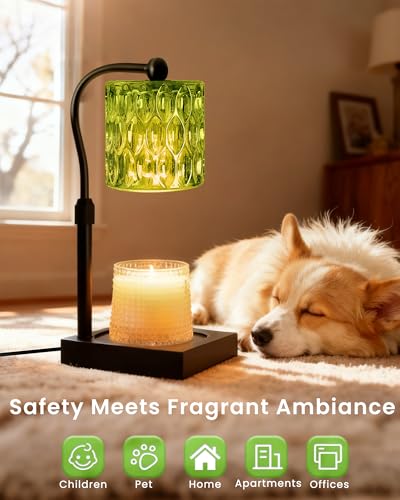 Candle Warmer Lamp Adjustable Height with Timer Dimmer, Dimmable Glass Wax Melt Warmer Light for Scented Jar, Present for ...