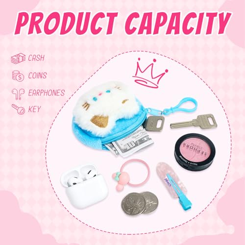 Nefokfdus 6 Pcs Cute Coin Purse for Girls Women,Kawaii Animal Mini Pouch Wallet,Plush Bag Charms Backpack Gifts Accessories