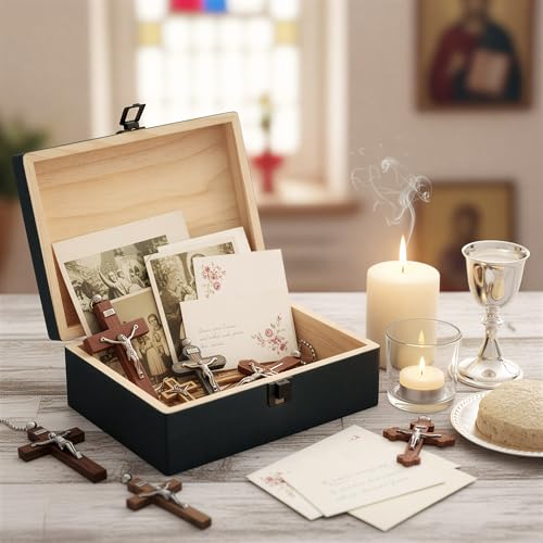 R HORSE Religious Confirmation Keepsake Box - Baptism Confirmation Gift for Teen Boy Girl, Wooden Engraved First Communion...