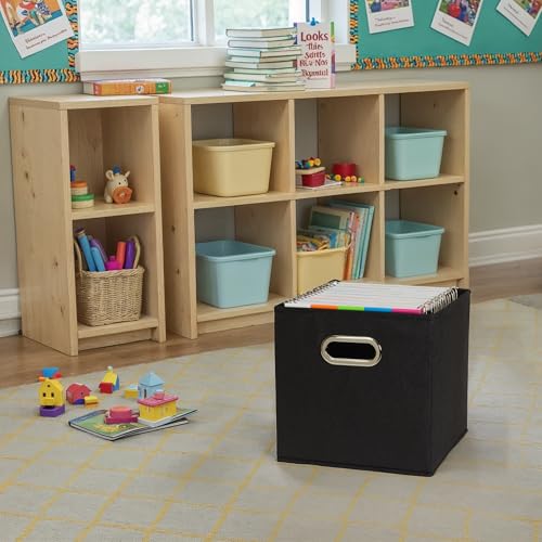 Household Essentials Foldable Fabric Storage Bins 6 Piece Set, Strong Poly-Woven Fabric, Sturdy Chipboard Sides, Grommet F...