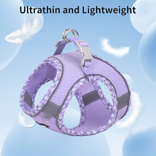 AIITLE Tiny Dog Harness - Lightweight Mesh Step-in Vest for Puppy, Reflective & Escape-Proof Design with High-Stick Magic ...