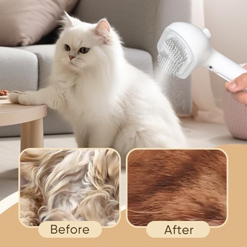 CRAFTIVIO 3-in-1 Cat Steam Brush – Pet Grooming & Shedding Comb with Gentle Steam Spray, One-Click Hair Release, Steam Pet...
