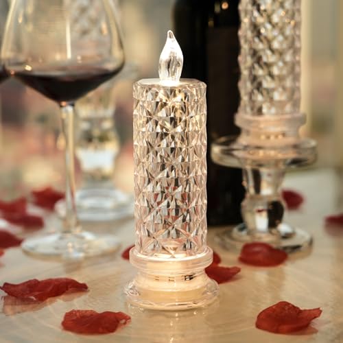 SupBri Rose Shadow LED Flameless Candles, 6PCS Romantic Battery Operated Candles Led Pillar Candles for Valentines Anniver...