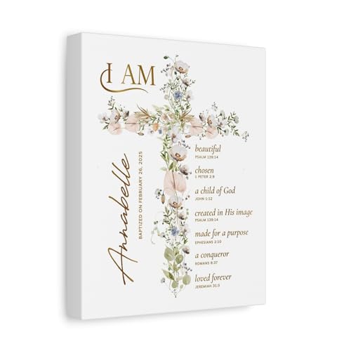 Baby Baptism Gifts for Girl Personalized Canvas or Print Unframed, First Holy Communion Gifts for Girls, Christening, Conf...