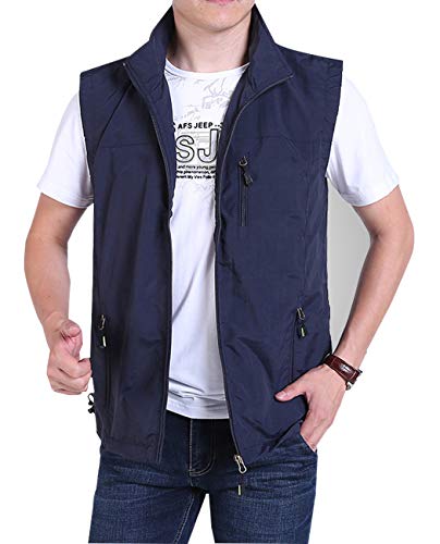 Hixiaohe Mens Lightweight Vest Outerwear Casual Summer Outdoor Travel Vest for Hiking Fishing Golf Photo Work with Pockets