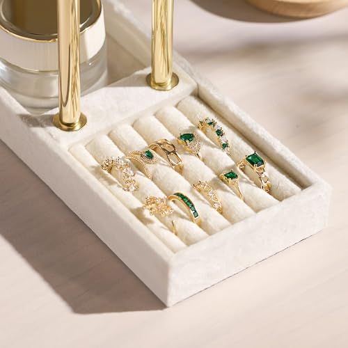 bussdis 2 Tier Bracelet Holder Display - Detachable T Bar Beige Velvet Bracelet Holder, Jewelry Holder Organizer for Brace...