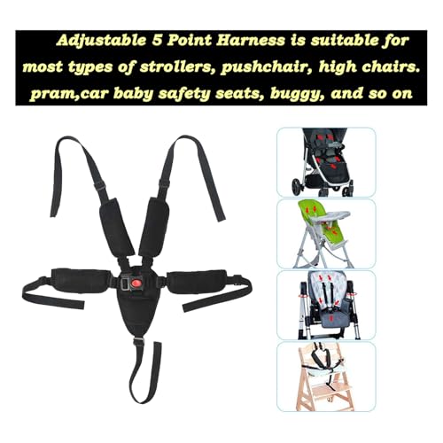 Universal 5 Point Harness Baby Seat Belt, Adjustable Harness Baby Safety Strap, Safety Child Seat Belt with 5 Pad for High...