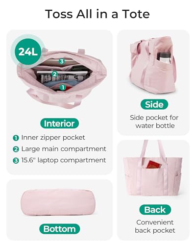 BAGSMART Tote Bag for Women, Tote Bag with Zipper Work Tote with Compartments Nurse Shoulder Hanbag for Travel, Gym