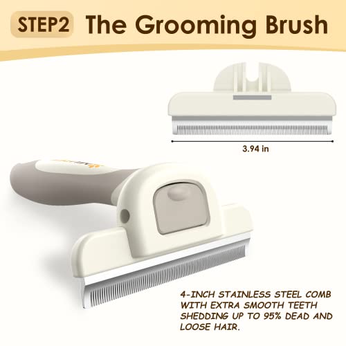 Professional Deshedding Dog Brush Grooming Kits, for Long-Haired Dogs and Cats - Dog Deshedding Brush and Slicker Brush Se...