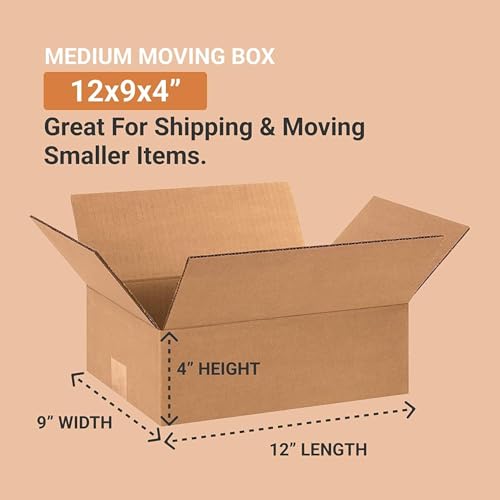 BOX USA Shipping Boxes Medium 12"L x 9"W x 4"H 25-Pack - Corrugated Cardboard Box for Moving, Mailing, Packing, Packaging ...