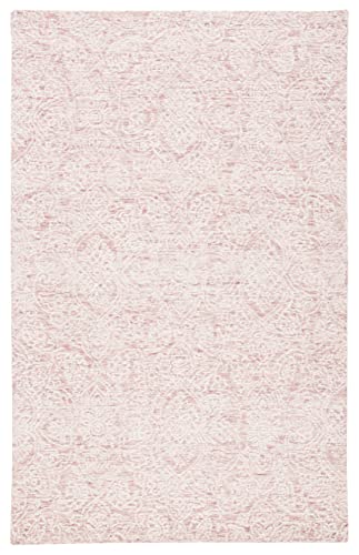 SAFAVIEH Metro Collection Area Rug - 4' Round, Pink & Ivory, Handmade Wool, Ideal for Living Room, Bedroom, Dining Space (...