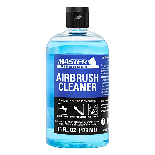 Master Airbrush Cleaner, 16-Ounce Pint Bottle - Fast Acting Cleaning Solution, Quickly Remove Water-Based Acrylic Paint, W...