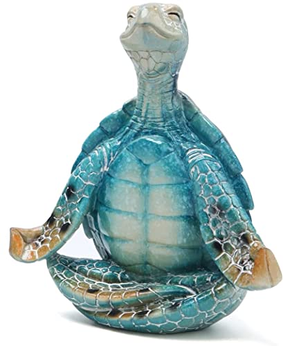 VVGIFTS Sea Turtle Meditation Yoga Decor, Garden Figurine Sea Turtle Meditating Coastal Beach Decorations, Zen Yoga Resin ...
