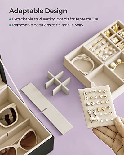 SONGMICS 2-Layer Jewelry Box, Jewelry Organizer with Handle, Removable Jewelry Tray, Jewelry Storage, Floating Effect, 8.1...