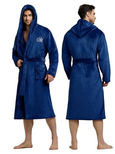 AW BRIDAL 2Pcs Mr and Mrs Robes for Couples Fleece, Matching Long Hooded Robes for Men Women, His and Hers Wedding Gifts